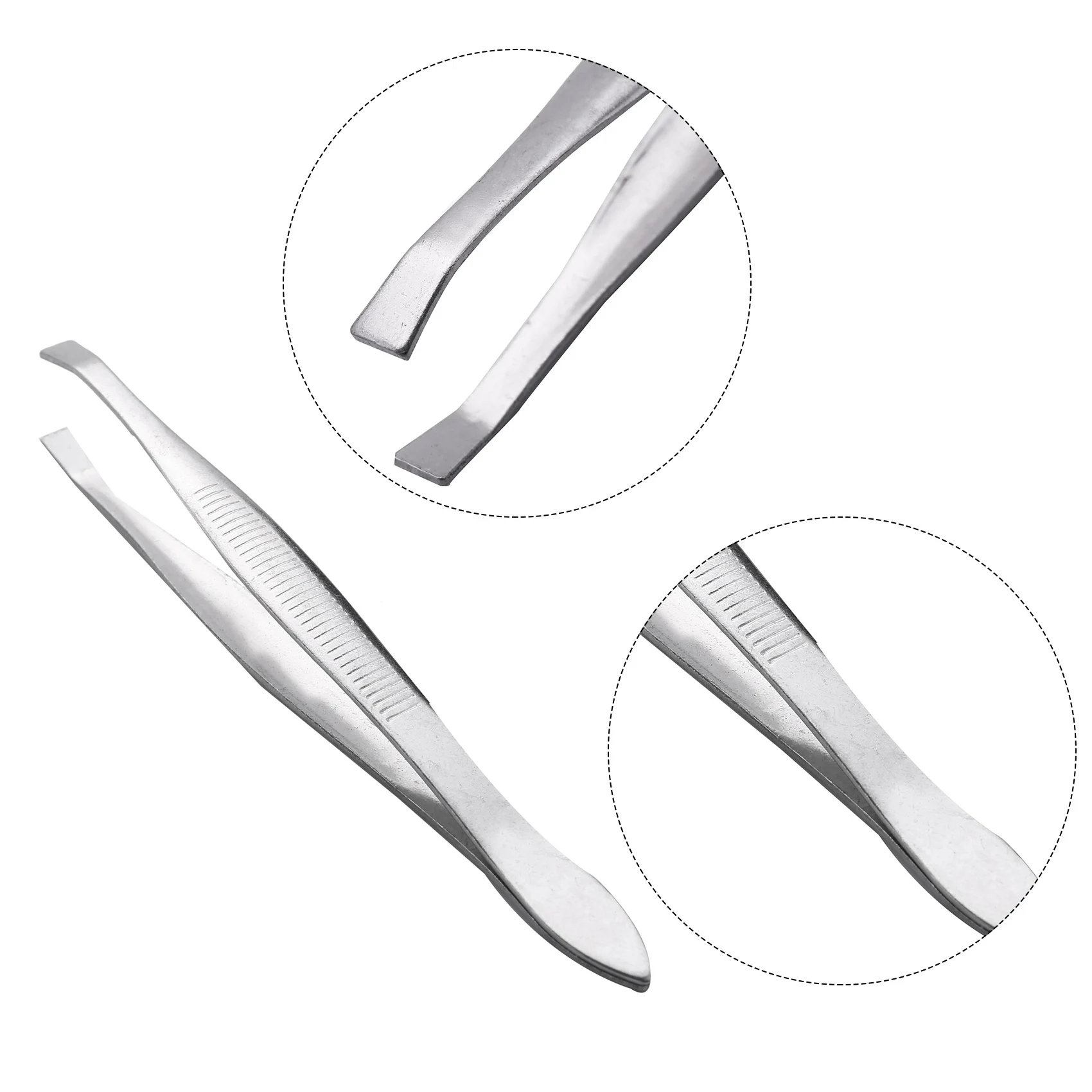 ABIT 2X Silver Tone Slanted Flat Tip Metal Hair Eyebrow Tweezer Cosmetic Tool For Lady