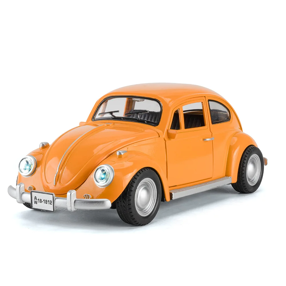 1:18 1955 Volkswagen Beetle Classic Car Simulation Diecast Metal Alloy Model car Sound Light Pull Back Collection Kids Toy Gifts