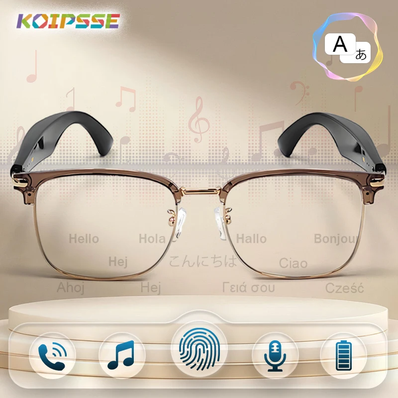 

Очки для беспроводного перевода KOIPSSE AI автоматически распознавают типы языков, воспроизведение музыки и очки AI для звонков