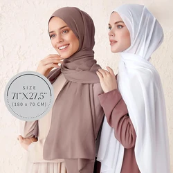 2 Stück muslimische Hijabs für Frauen Premium Crinkle Crêpe Chiffon Hijab Schal einfache islamische Schals und Wraps Musulman Femme Schal