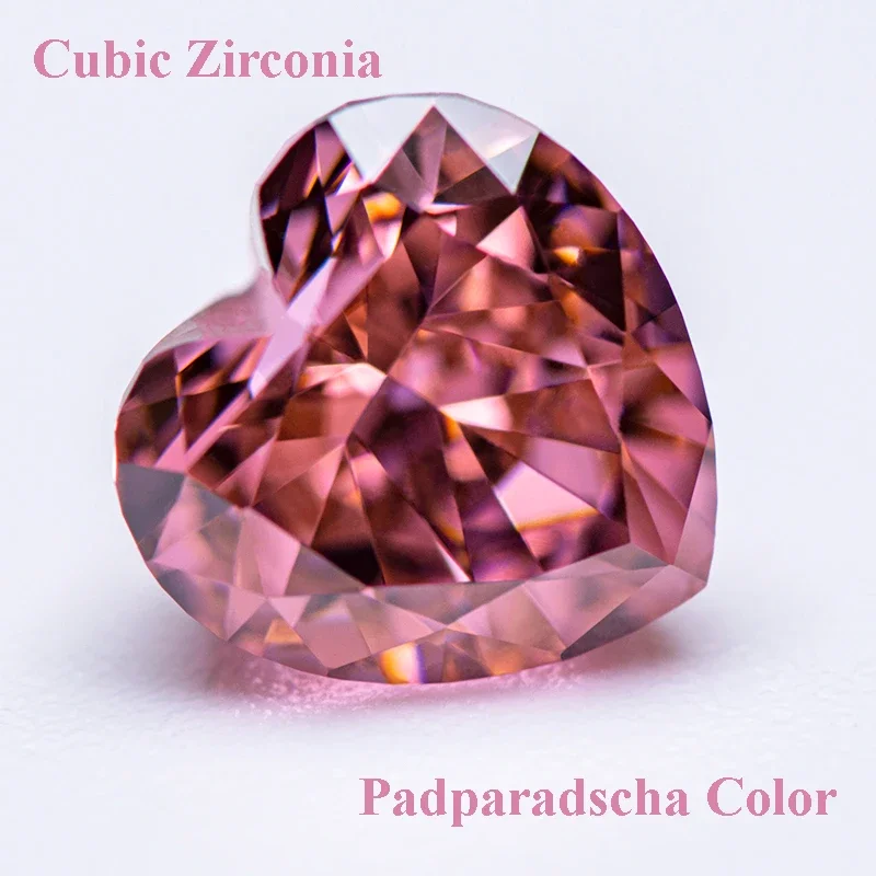 

Cubic Zirconia Crushed Ice Cut Padparadscha Color Heart Shape Charms Beads for Diy Jewelry Making Rings Materials No Certificate