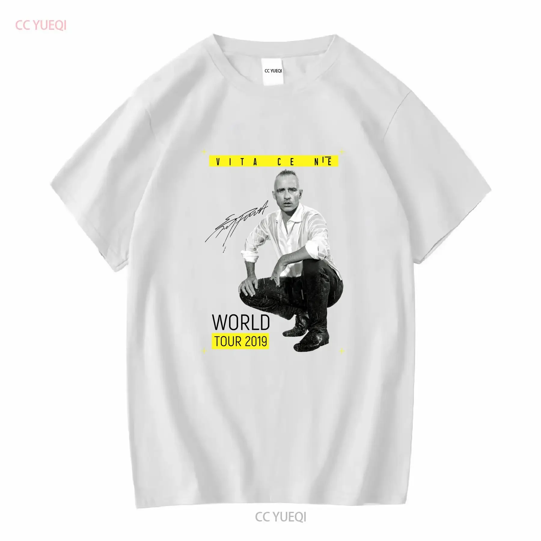 World Tour 2019 Eros Ramazzotti T-Shirt, klassisch, weiß, Herren, S, 5XL, Y464, lange oder kurze Ärmel, Vintage, gewaschen, atmungsaktiv