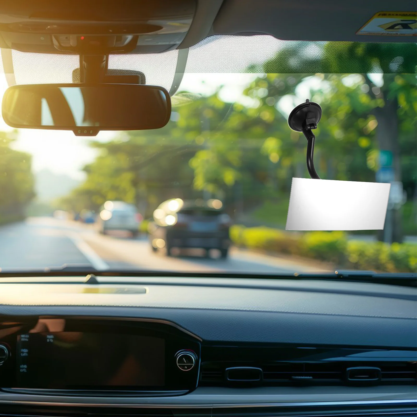 

Car Rearview Mirror Large View Wide Angle Plastic Glass Reflective Sucker Mirror Rectangle Durable Safe Driving Assistance