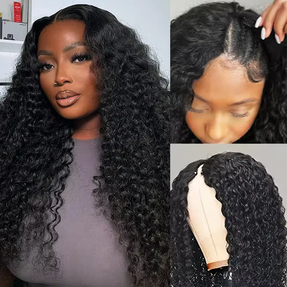 32 بوصة مجعد الخامس جزء شعر مستعار شعر الإنسان البرازيلي شعر بشري لعذراء باروكة ترقية الخامس جزء شعر مستعار 200% فولت شكل شعر مستعار شعر أسود طبيعي اللون
