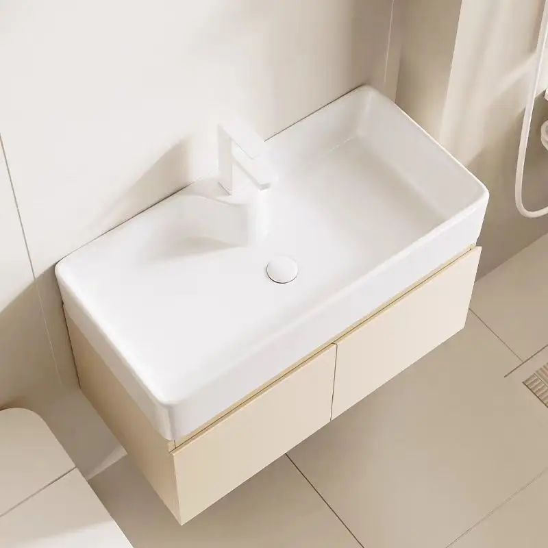 

Washbasin Japanese-style simple light luxury modern skin feeling integrated bathroom cabinet combination
