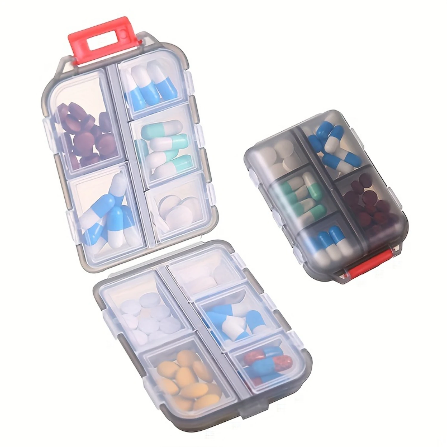 

2pcs Portable Travel Pill Box With 10 Compartments For Different Medicines - Small, Cute, And Convenient Medicine Organizer For