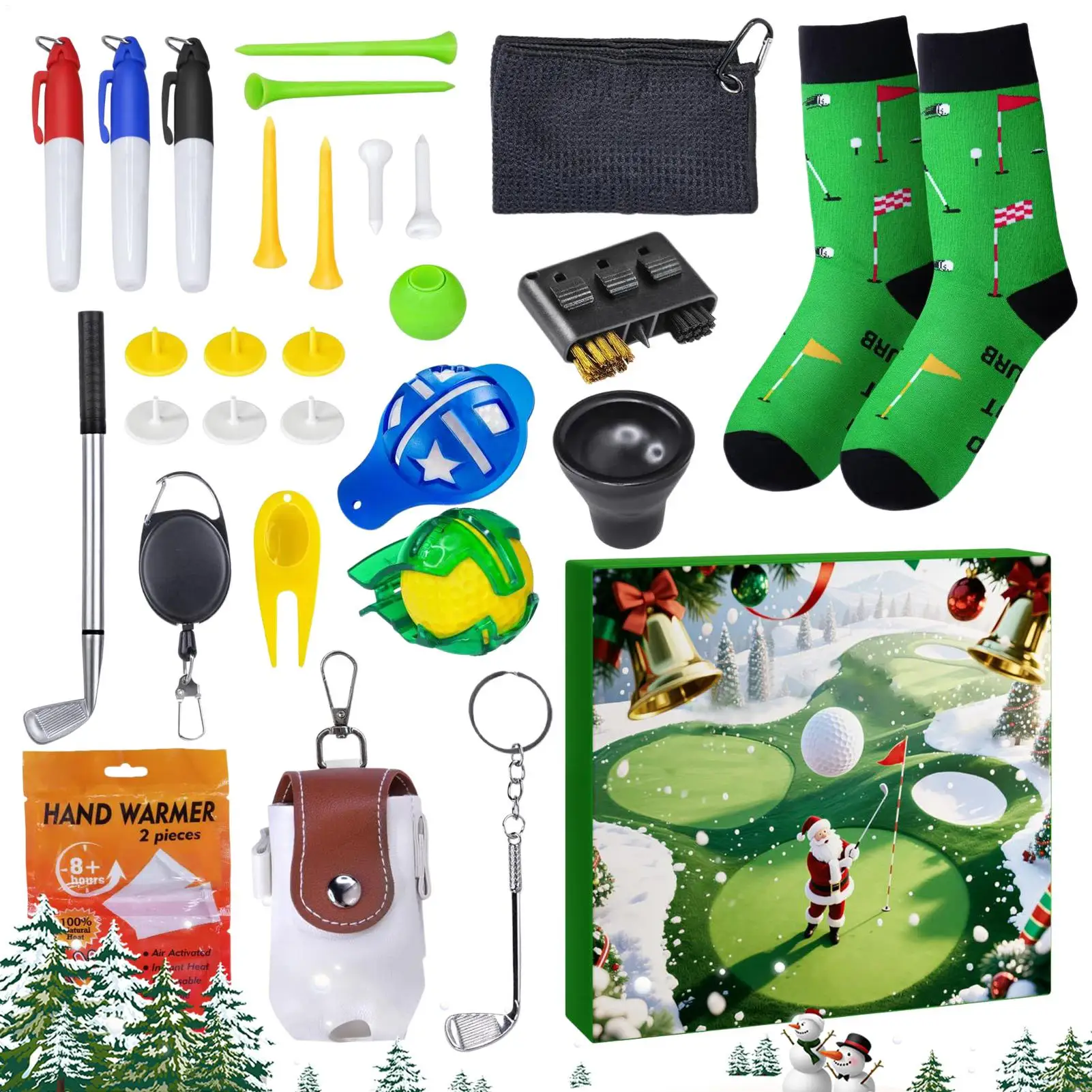 عيد الميلاد العد التنازلي الغولف تحت عنوان 24 يوم الإبداعية التقويم نوادي الغولف كرات تيز بطاقة النتائج للرجال في سن المراهقة الكبار الأولاد الموسمية