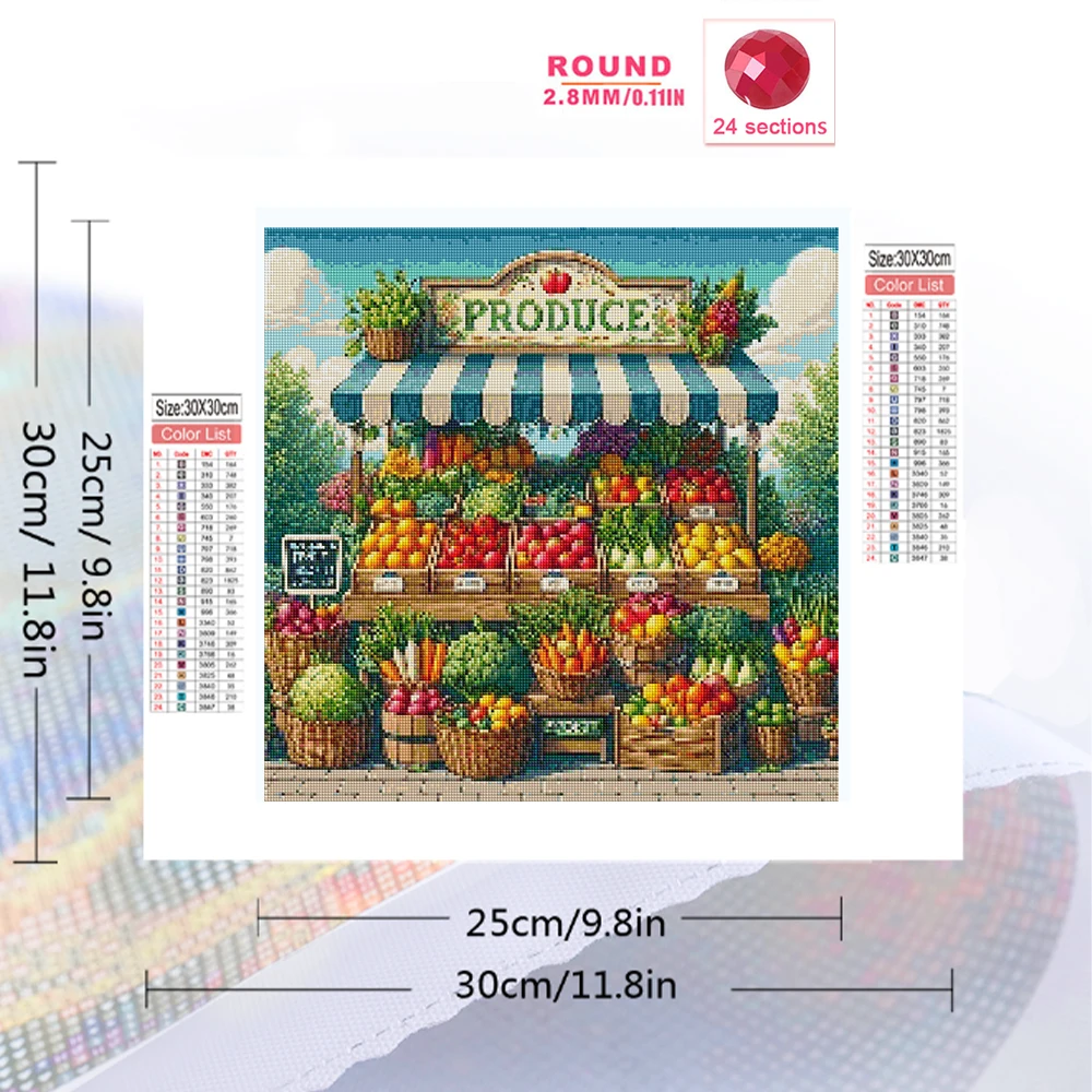 EverShine Diamond Painting Vegetables Acrylic Craft Supplies DIY Embroidery Landscape Mosaic Cross Stitch Kits Home Decor view 2