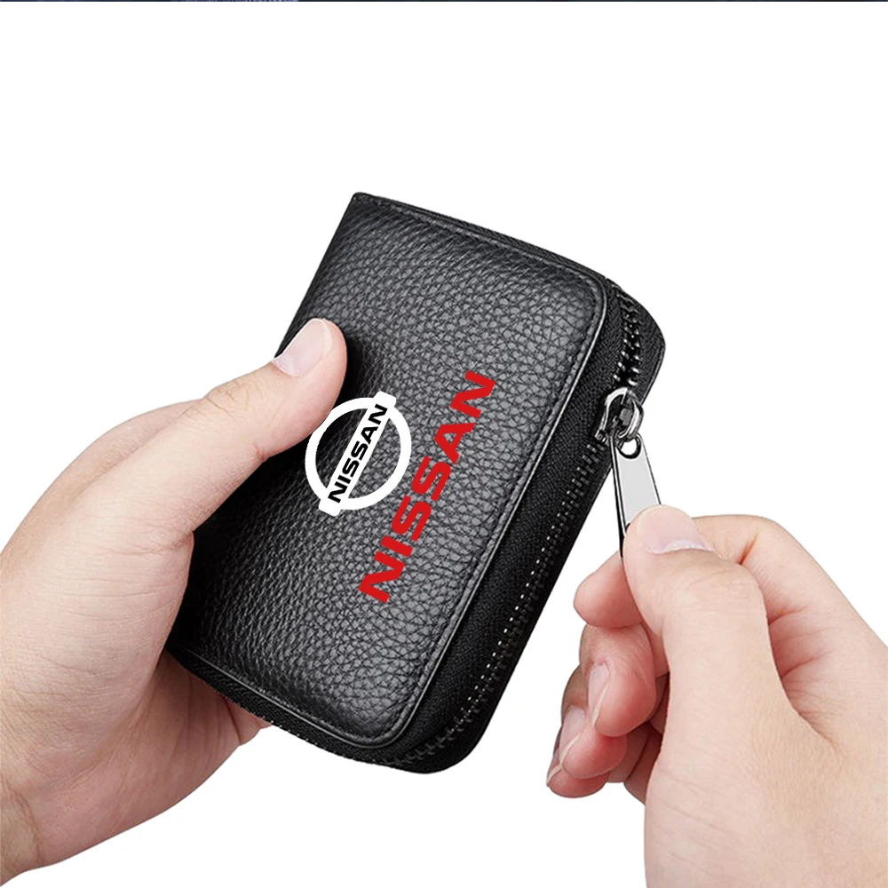 Car Wallet Driver license Credit Card Storage Bag For Nissan Nismo Qashqai J11 Juke Micra X Trail Leaf Sentra Car Accessories