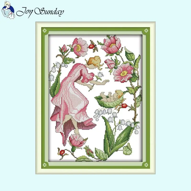 12 mesi Serie Fata dei fiori Joy Sunday Cartoon Kit punto croce 14CT 11CT 16CT Tessuto su tela Ricamo Decorazione della camera dei bambini fai da te