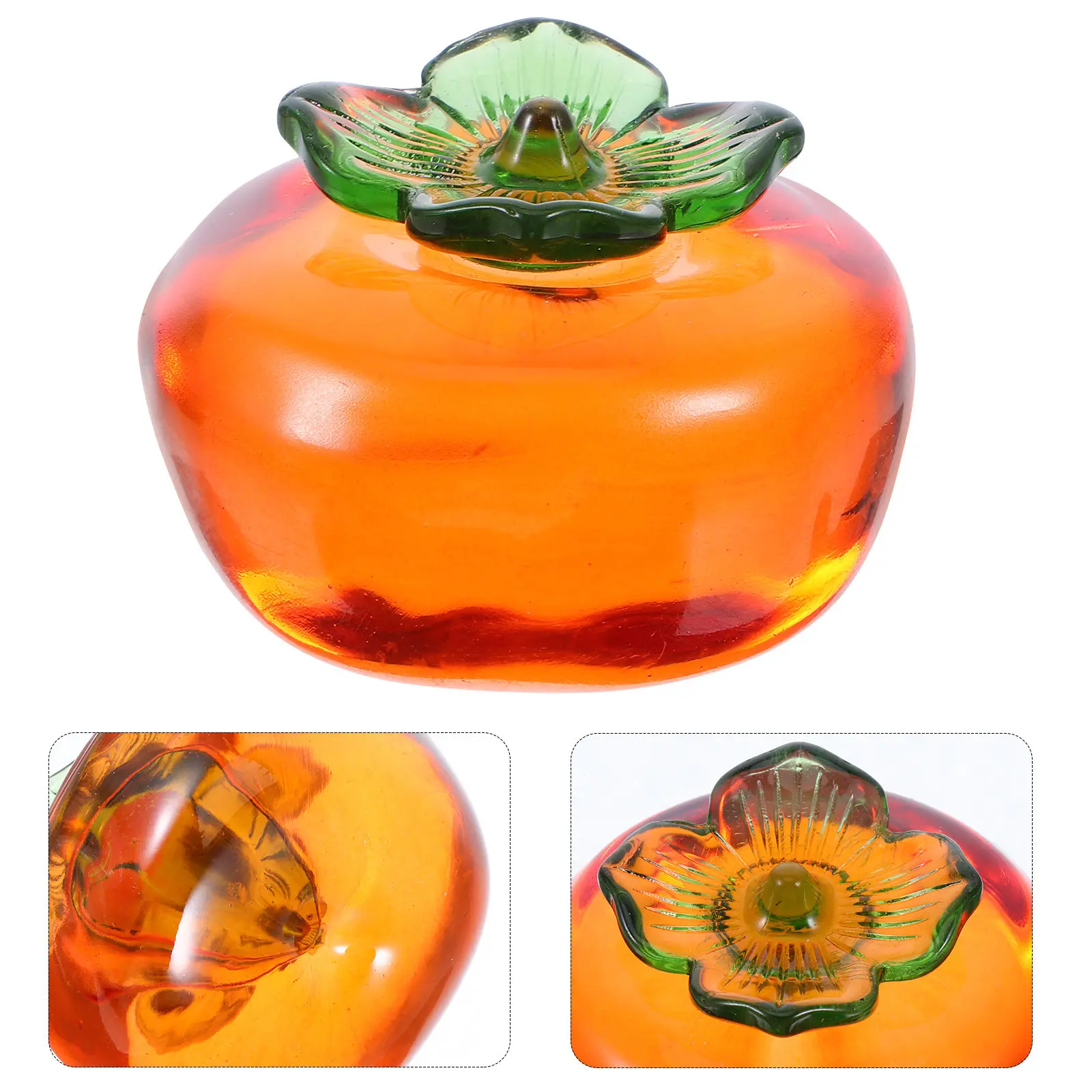 2Pcs Realistic Persimmon Crystal Paperweight Heavy Desk Paper Weight Calligraphy Practice Office Decoration Convenient Writing