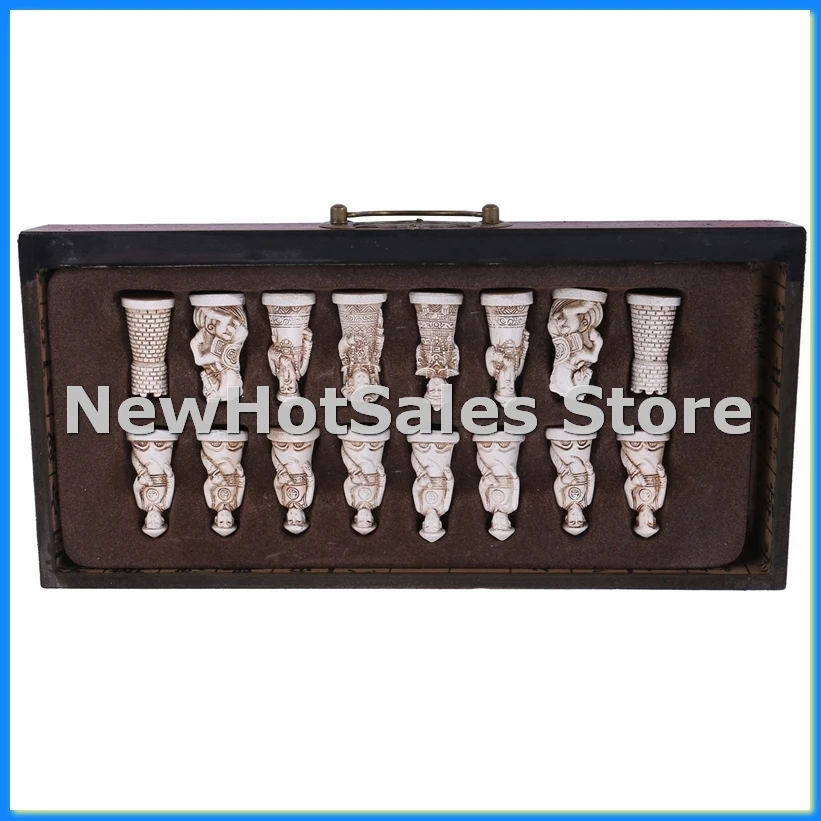 32Pcs/Set Wooden Table Chess Chinese Chess Games Resin Vintage Collectibles Gift Chessman Christmas Birthday Premium-A12I