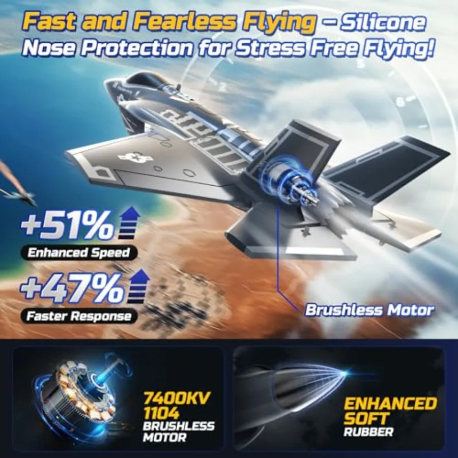 RC plane for adults, EPP material, gray color, brushless motor and 6-axis gyro stabilization for easy advanced flying