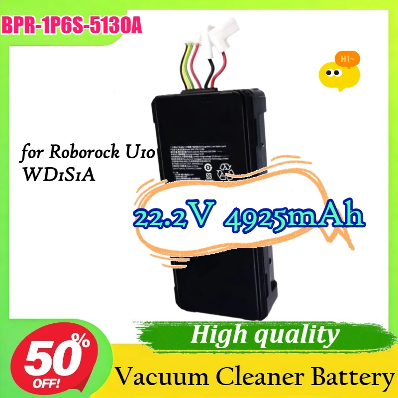 BPR-1P6S-5130A  22.2V 4925mAh Rechargeable Battery for Roborock U10 WD1S1A Vacuum Cleaner Battery