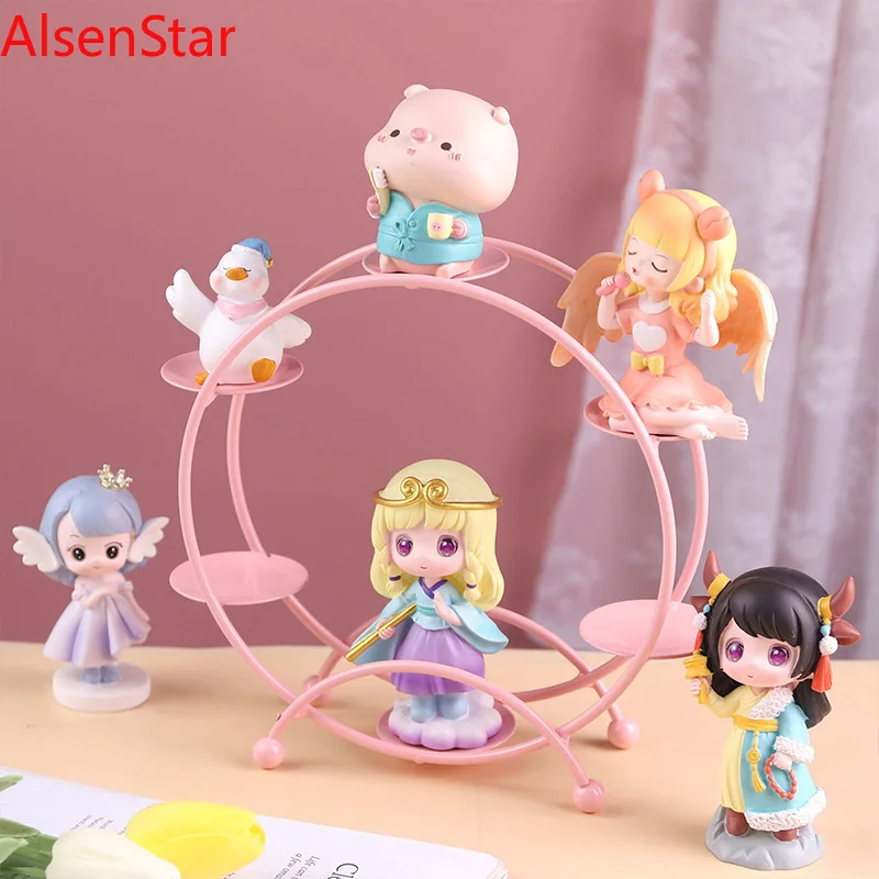 

Ferris Wheel Blind Box Display Stand Acrylic Pink Rotating Desktop Organizer Storage Shelf Labubu Popmart Figure Decor Gift