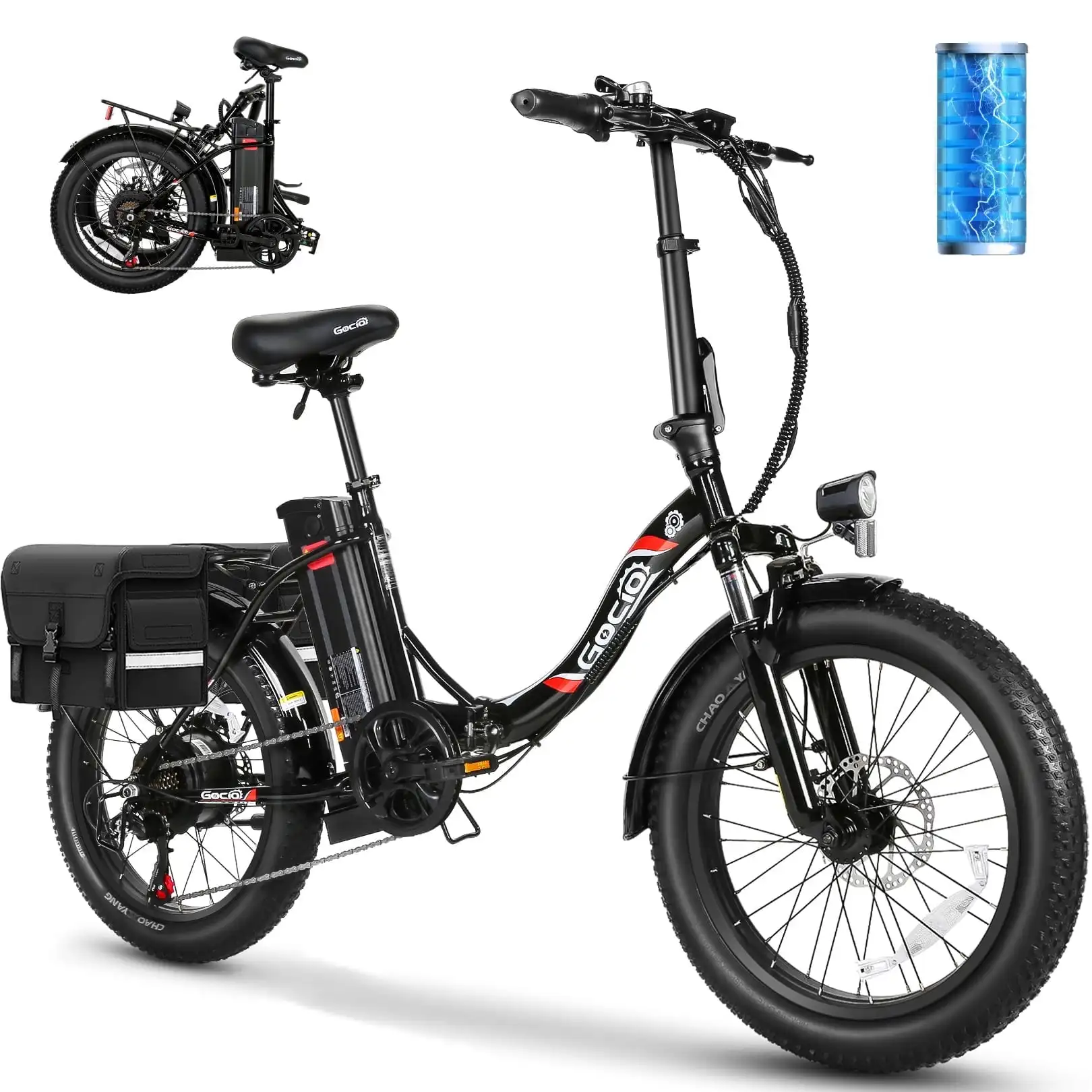 

20" Floding Electric Bike for Adults, 750W Peak Motor Fat Tire Commuter Ebike, 48V 10.4Ah Battery, 7 Speed