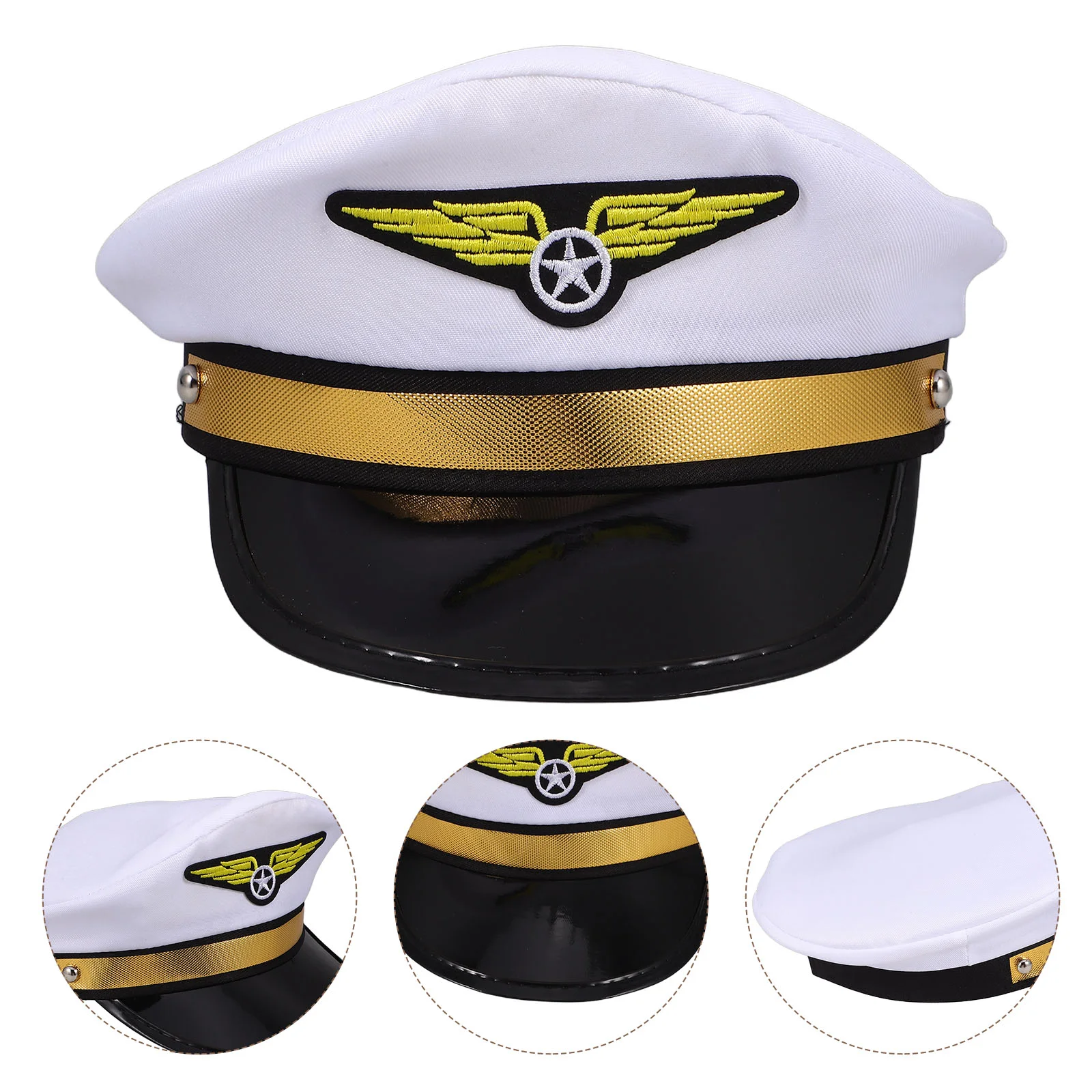 

Airline Pilot Cap Fancy Dress Hat Adjustable Uniform Pilot Hat Adults for Halloween Cosplay Masquerade Airline Themed Party Hat