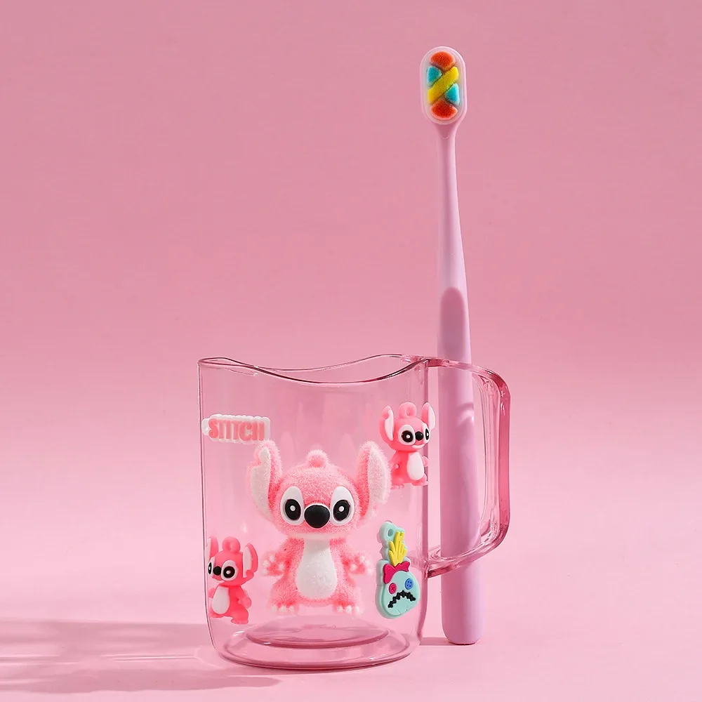 Disney conjunto de copo de escovação de dentes para crianças, ponto de plantio de cabelo, escova de dentes de desenho animado, engrossado, copo de enxaguatório bucal doméstico, presentes