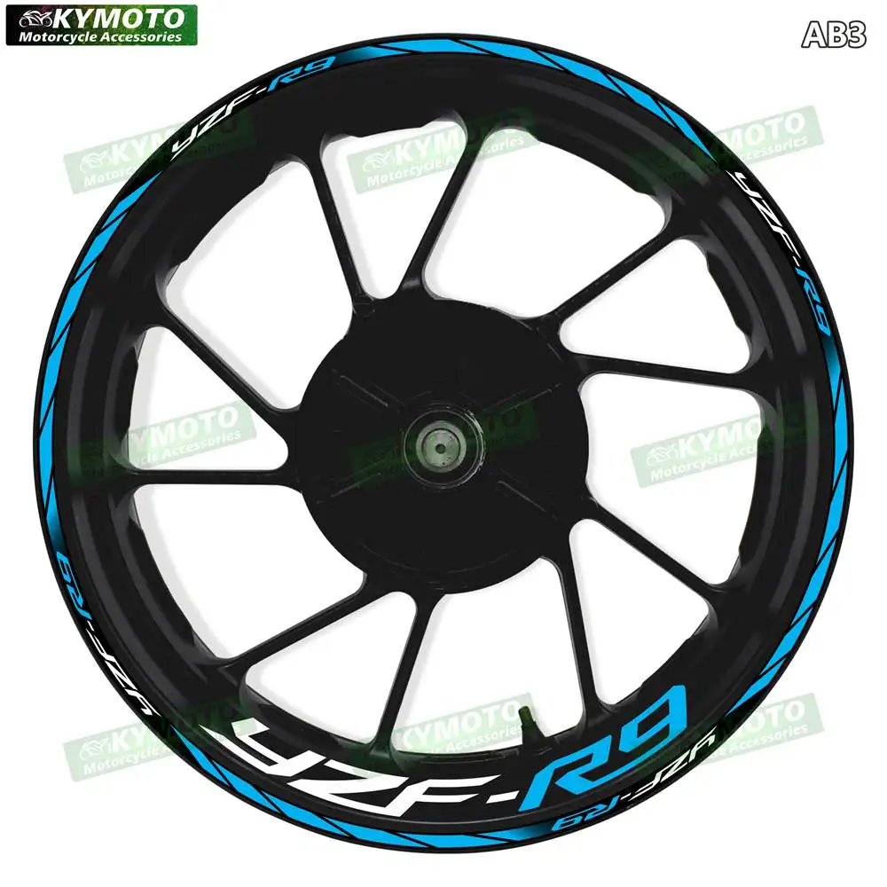 For YZF R9 YZF-R9 Motorcycle 17 Inch Front And Rear Racing Wheel Stickers Car Reflective Rim Motorbike Hub Tape Decal Sticker