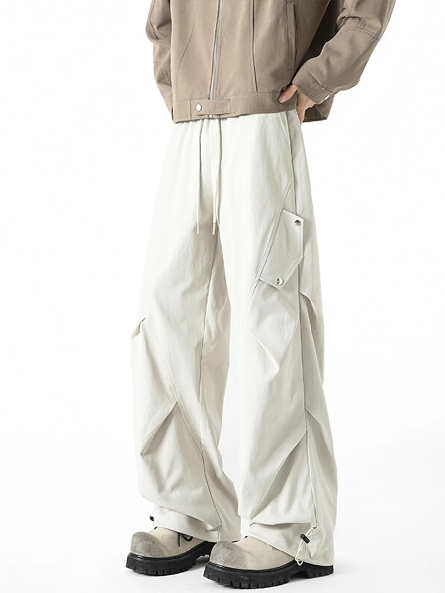 

Мужские рабочие брюки из углеродного волокна, весна-осень, свободный крой, прямые штанины, повседневные брюки, модный бренд для подростков