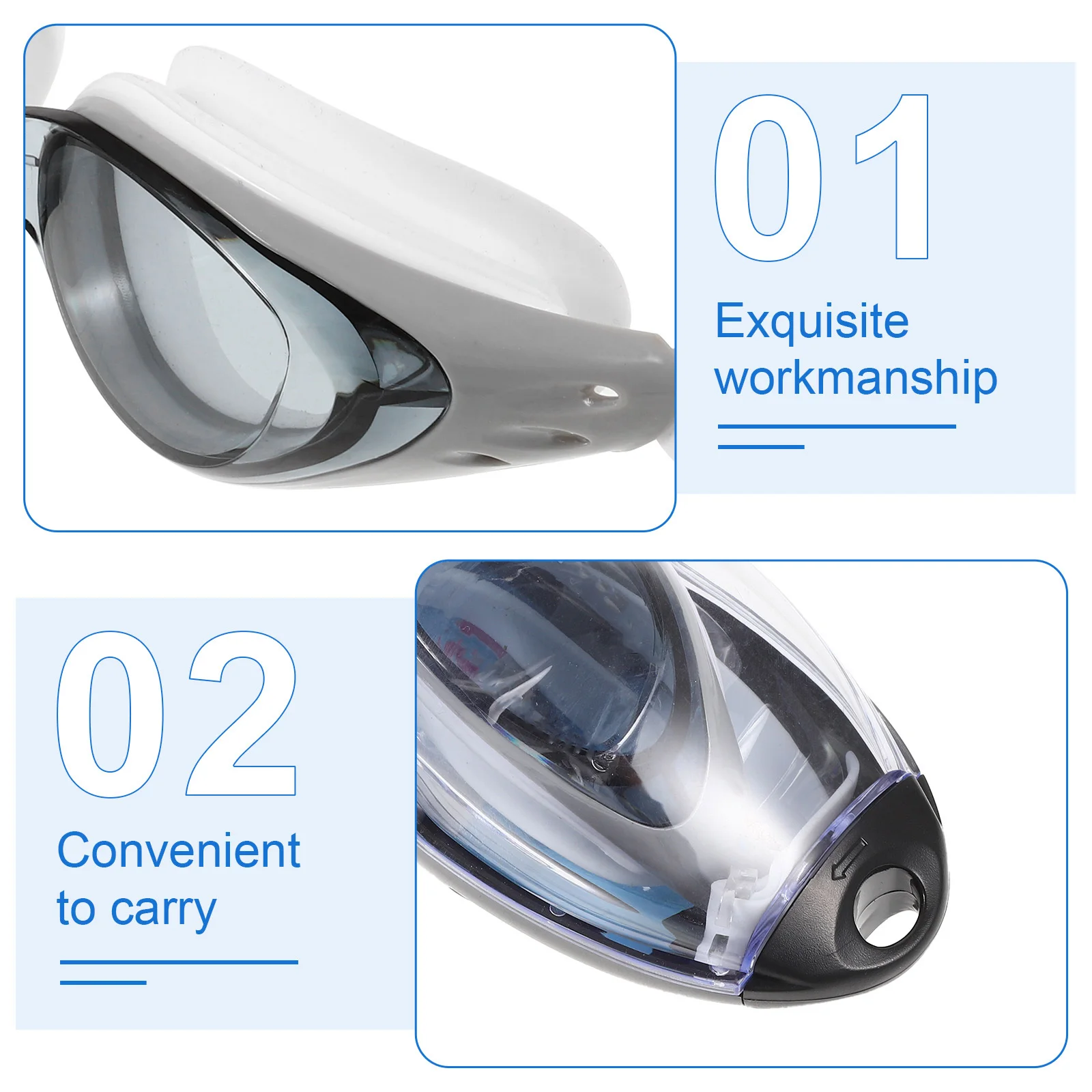 

Swimming Goggles Grey Silicone Adjustable Swimming Glasses Anti-Fog Waterproof Adult Eyewear High Impact Resistant