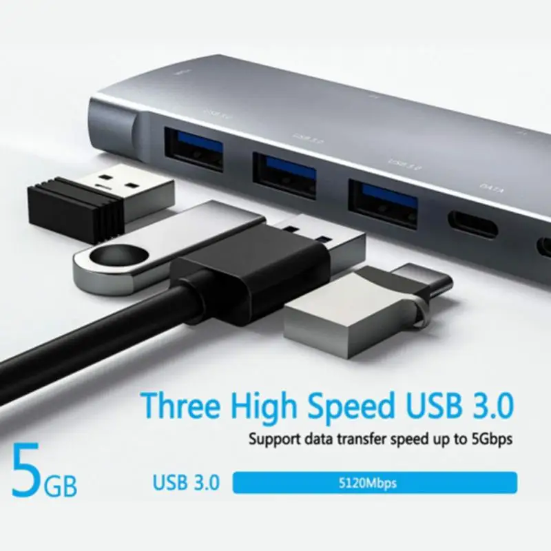 -Hub USB tipo C a 4K HDTV, lector de tarjetas USB 3,0 2,0, Aux tipo C, Dock para MacBook, 15, iPad, S21,