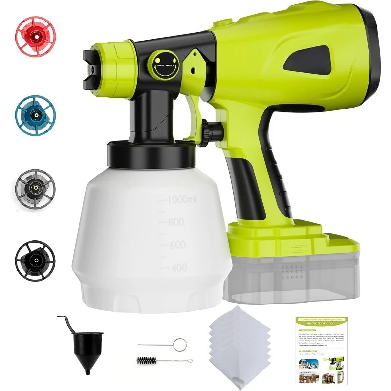 

Домашний распылитель краски для Ryobi One + аккумулятор 18 В с большим контейнером 1000 мл, ровным покрытием, без засорения, ручной беспроводной рисунок S