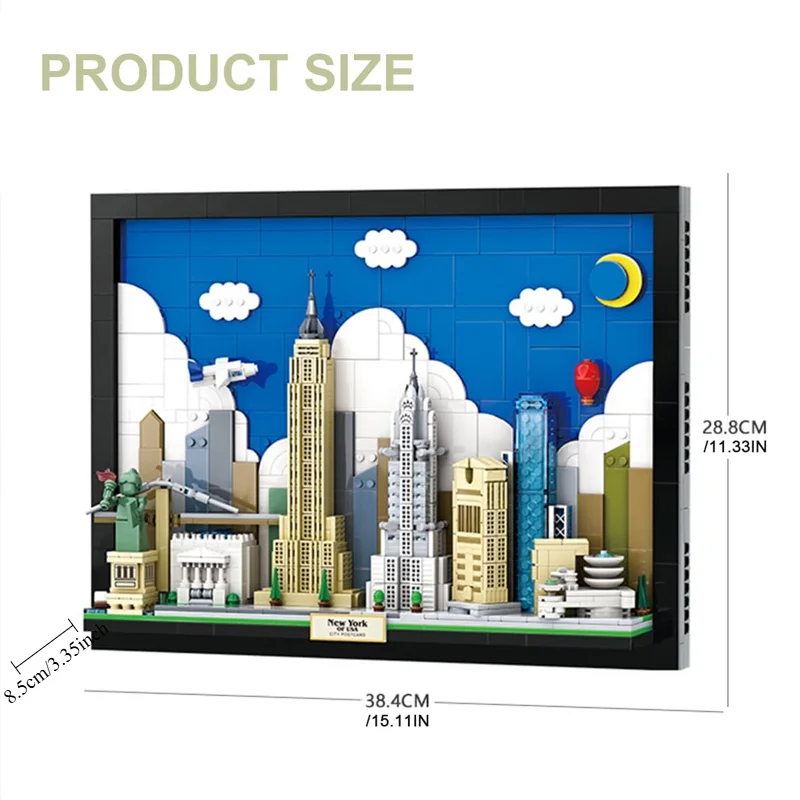 

New York Cityscape Postcard Wall Art Building Blocks Home Decor Gift Christmas And Birthday Present 1130 Pieces