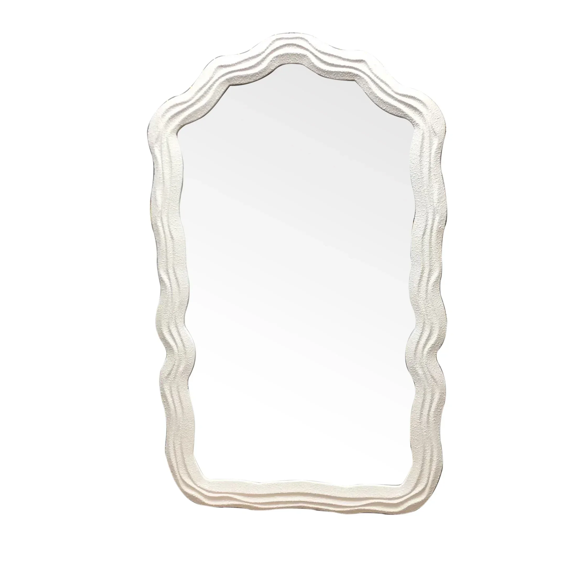 

Anastasia Modern Design Irregular Wooden Wall Mirror Mirror White Texture Painting Glass Framed for Home Decor Christmas Holiday