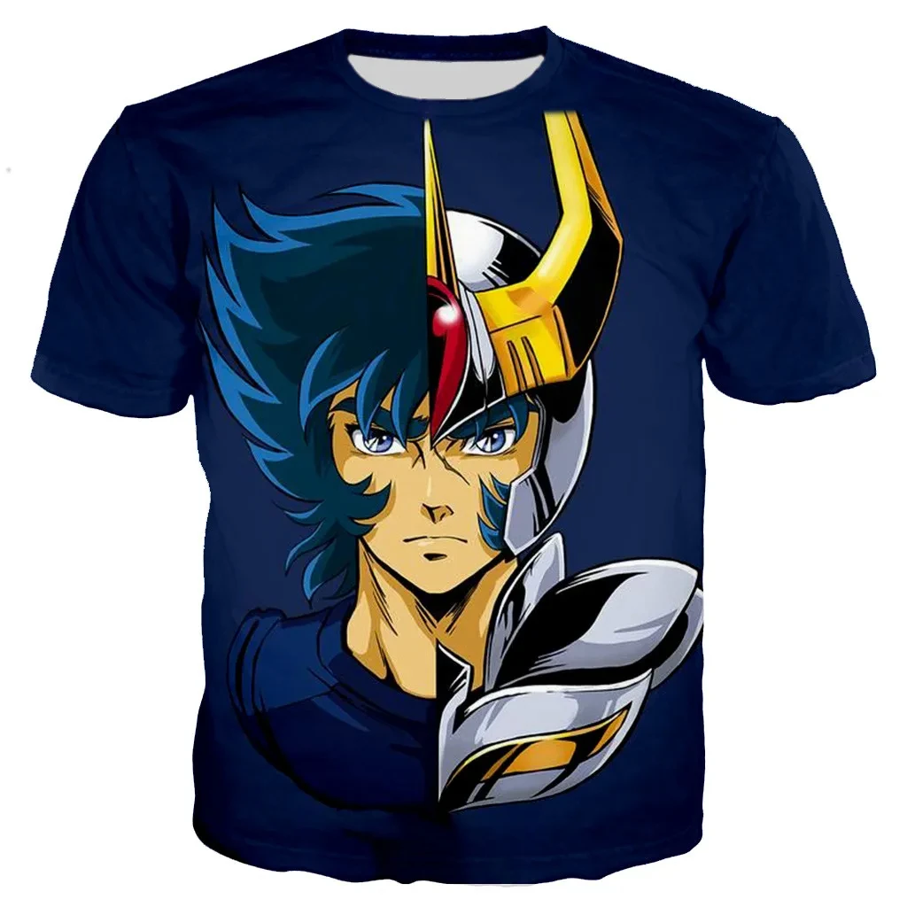 Retro Classic Saint Seiya 3D-gedrucktes T-Shirt, modisch, für Herren und Damen, Anime, Persönlichkeit, Freizeit, Straße, cool, trendig, extra groß