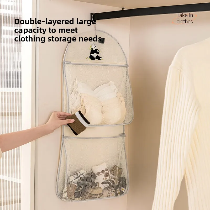 For Home Hanging Storage Bag Visible Mesh Storage Bag Kitchen Bedroom Sundries Intimates Socks Storage Mesh Bag view 2