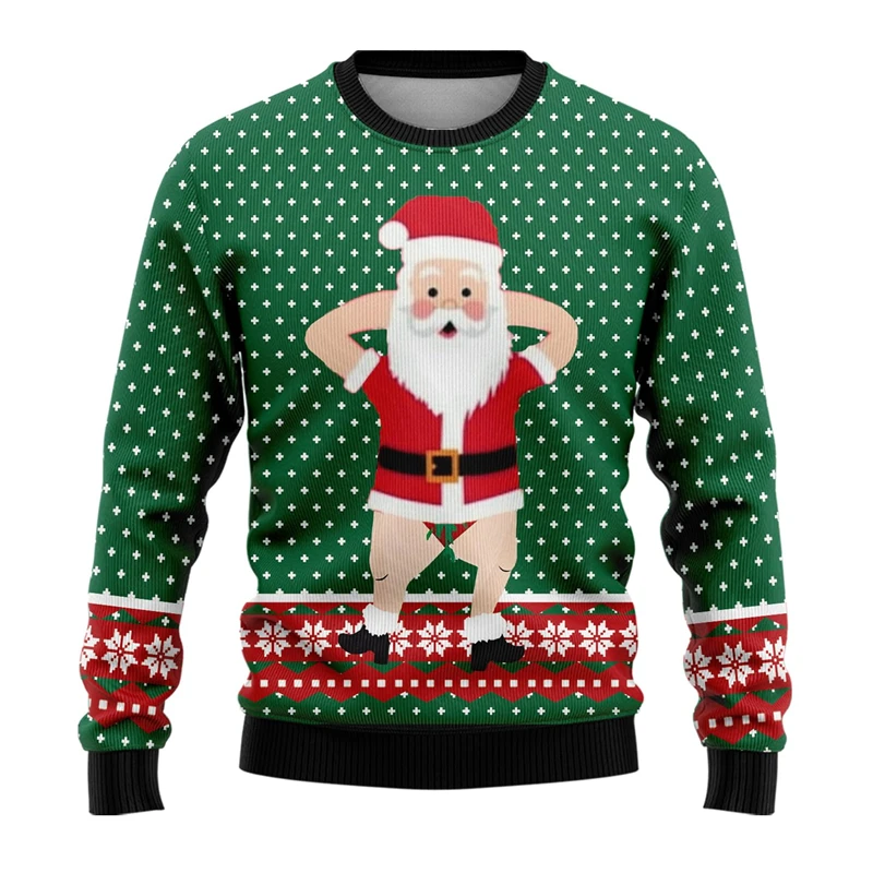 Hilarious Santa Claus Graphic Sweatshirts For Women Clothes Casual Male Streetwear Funny Gift Kids Ugly Christmas Sweater Tops