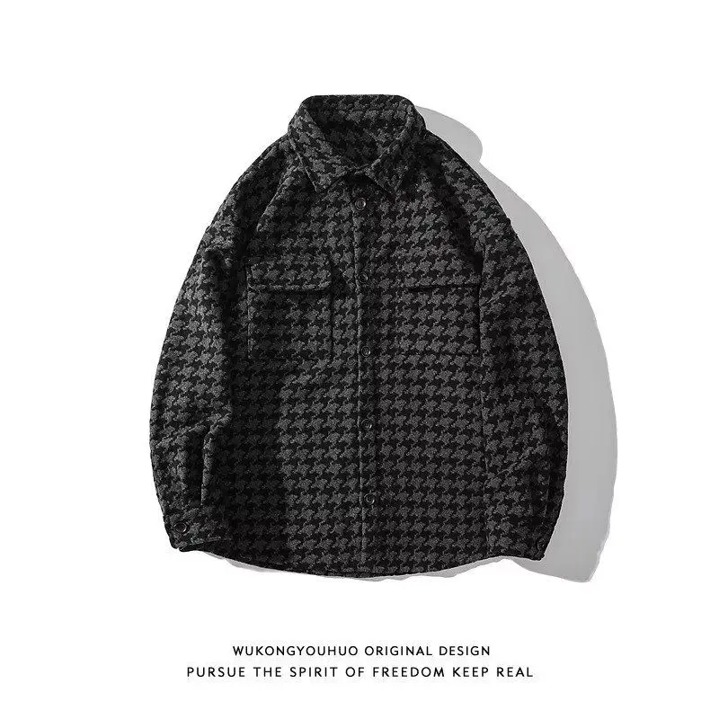 

Retro Knitted Design Loose Casual Jaet Collared ex Streetwear Polyester Youth Faion Outerwear Breathable Winter Coat