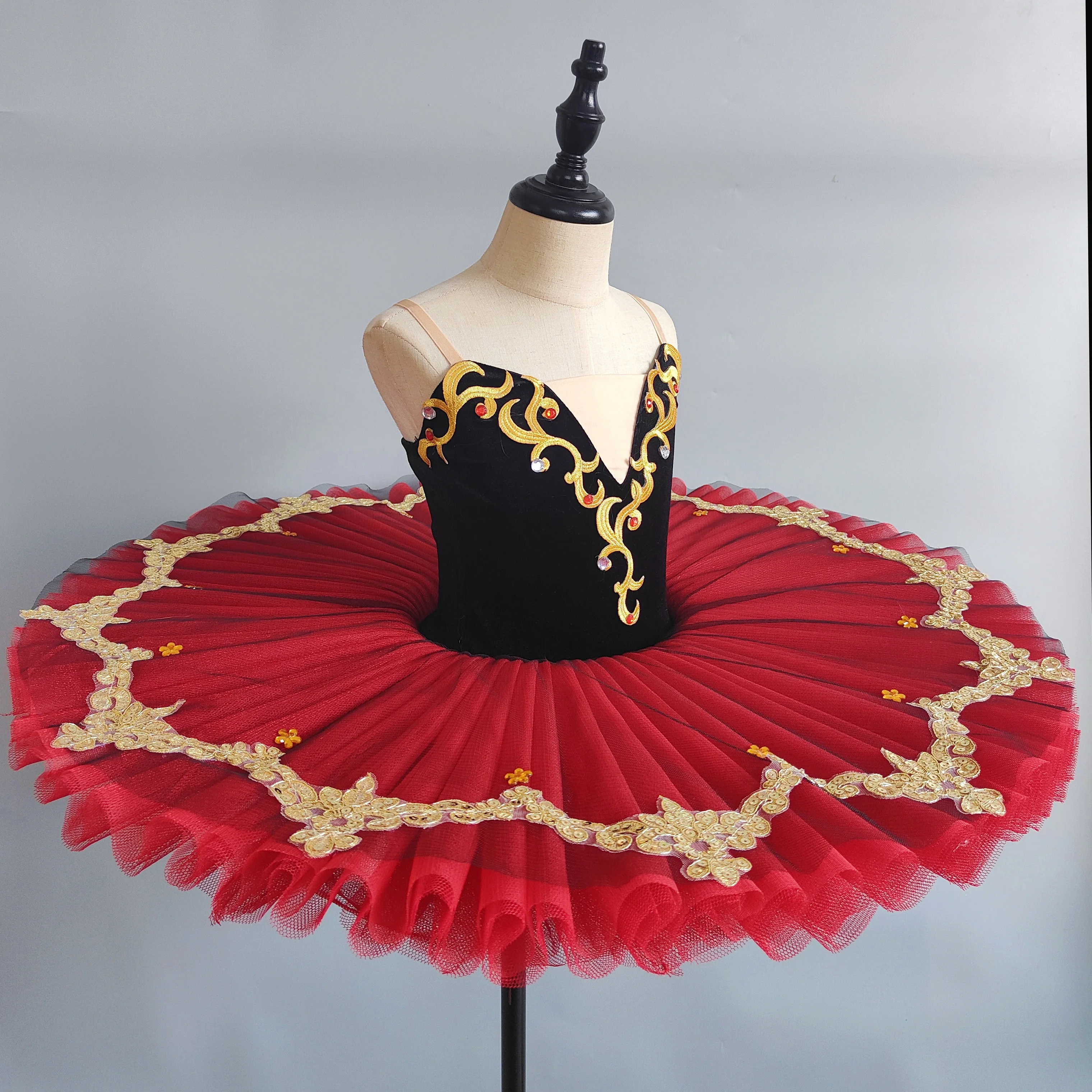 New Ballerina  Ballet Tutu Dress Dance Costume Platter Pancake Red Party Dress