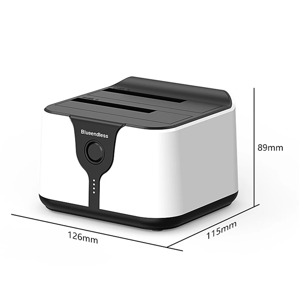 Док-станция USB 3.0 к SATA Dual Bay HDD Станция жесткого диска 20 ТБ X2 с адаптером питания 12 В 3 А для 2,5/3,5-дюймового SATA HDD/SSD