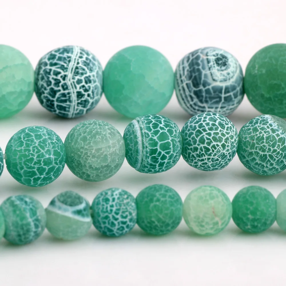 006 Model 6MM/8MM/10MM Matte Green Stained White Stripes Natural Stone Pine Beads DIY Necklace Jewelry Making image 6