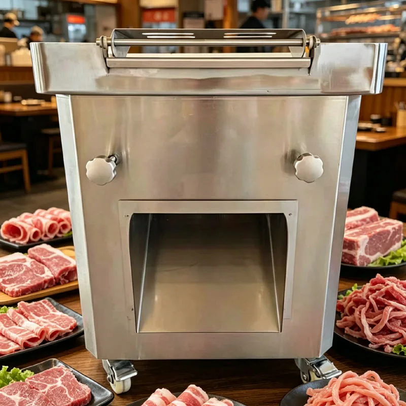 Automatic Vertical Fresh Meat Cutting Machine Process Pork Beef Fish Chicken Breast For Canteen Restaurant Meat Slicer