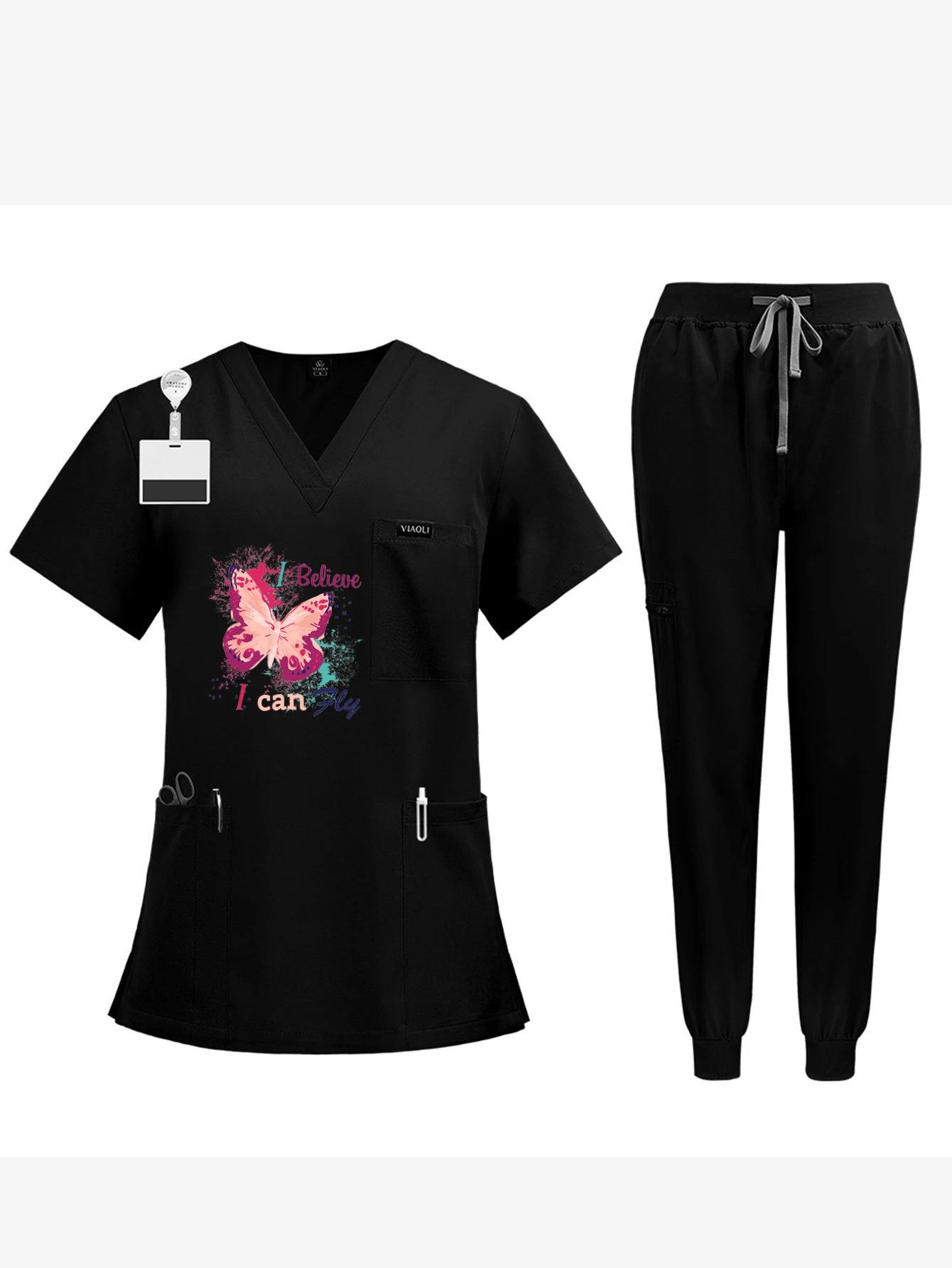 Ensemble de blouses médicales unisexes extensibles à impression personnalisée, SPA, infirmière, hôpital, vêtements de travail, blouse de laboratoire