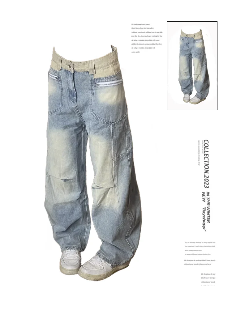 

Women Blue Y2k Jeans Harajuku 90s Aesthetic Denim Trousers Japanese 2000s Style Baggy Jean Pants Vintage Trashy Fashion Clothes