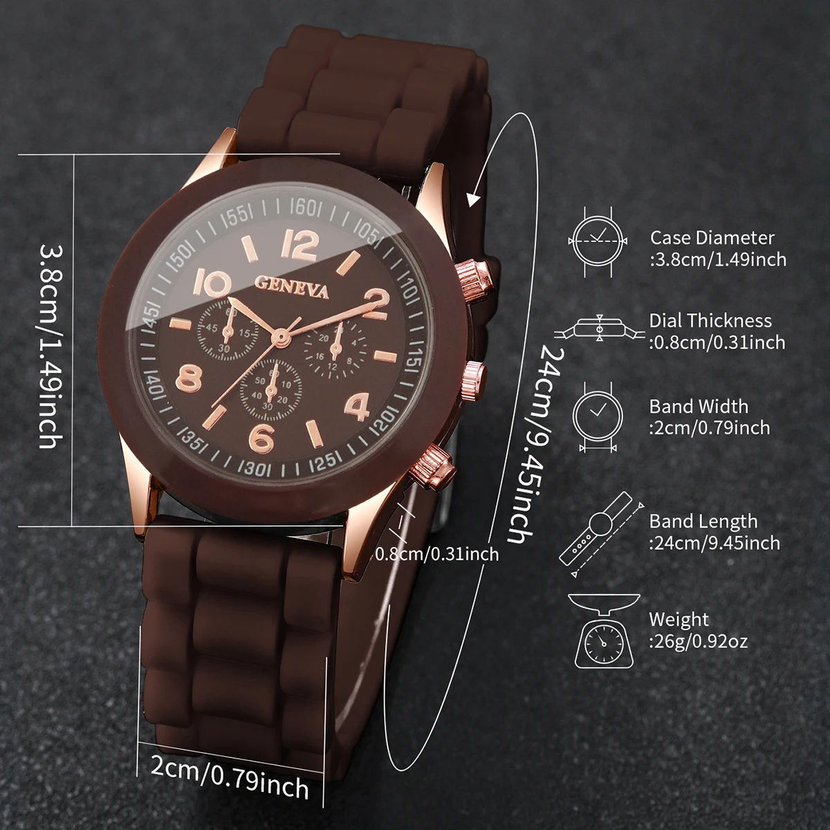 2PCS Fashion Arabic Dial Women Watch Heart Bracelet Set Silicone Band Ladies Quartz Wristwatches Reloj Mujer（Without Box） image 5