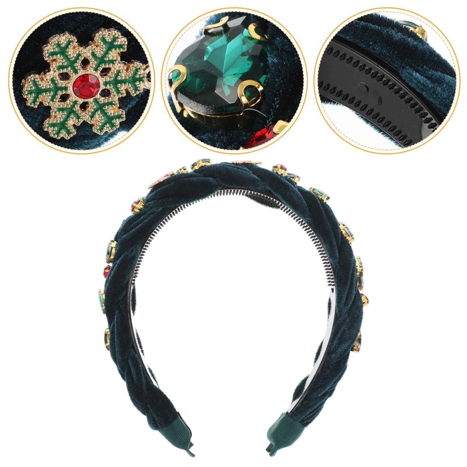 

Широкая женская рождественская повязка на голову со стразами, снежинками и украшениями в виде чулок, праздничный ободок для волос для вечеринок и семейных мероприятий