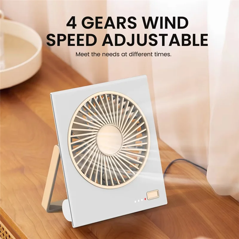 INLIG-Desk Fan محمول USB مروحة قابلة للشحن مروحة صغيرة محمولة للتخييم 4 سرعات طاولة هادئة مروحة شخصية مثبتة على الحائط