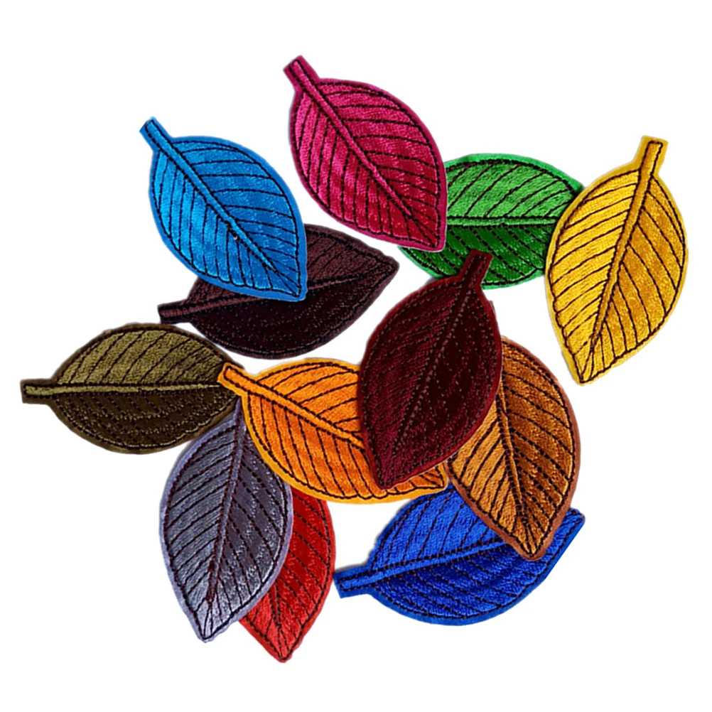 

12Pcs Decorative Leaf Patches Embroidered Sewing Appliques Bright Iron on Or Stitch Patches for Jeans T-Shirt Backpack Curtain