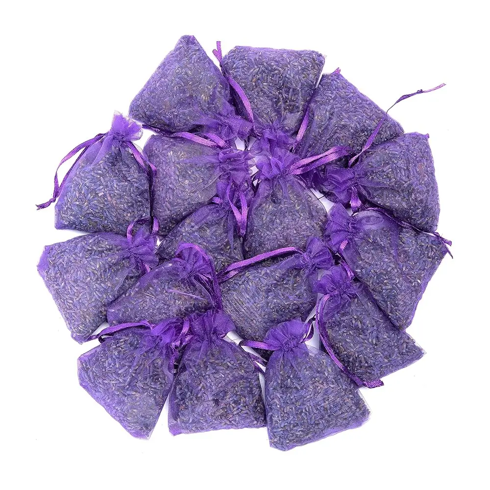 

French Lavender Sachets For Drawers And Closets Fresh Scents, Set Of 16, Home Fragrance Sachet For Wardrobes Closets, Purple,