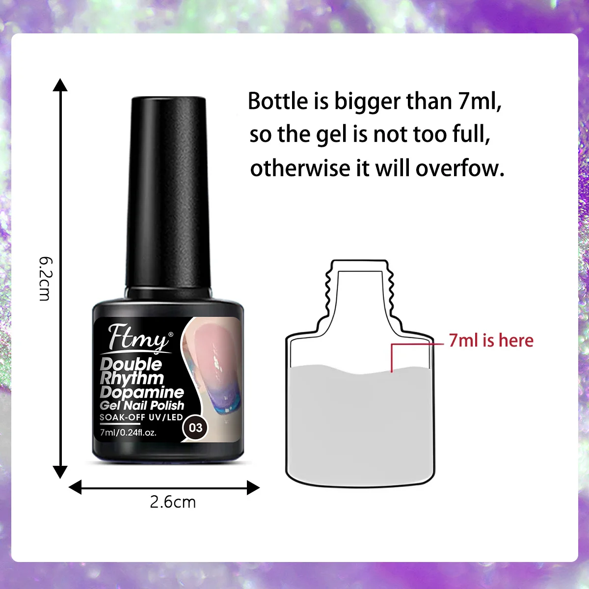 مجموعة طلاء أظافر جل، جل مغناطيسي عاكس للضوء المزدوج للقطط اللامعة، جل أظافر عين القطة بألوان قوس قزح لامع، 7 مل للأشعة فوق البنفسجية #3