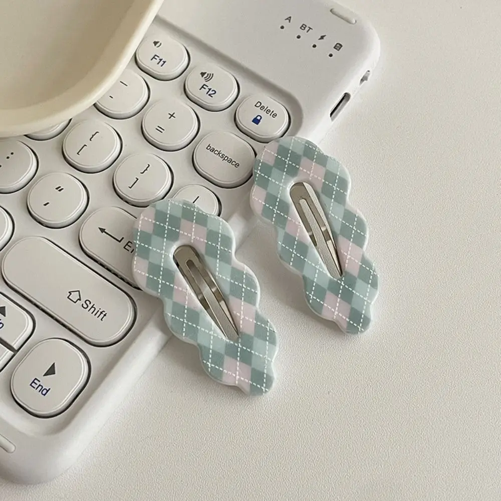 

Sweet Alloy Plaid Hair Clip Candy Color Acrylic Cloud Hair Clip Barrettes Wave Korean Style Hairpin Party