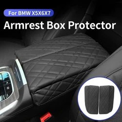 For BMW X5 X6 X7 G05 G06 G07 LHD Car Armrest Box Cover PU Leather Center Console Protector Cushion Pad Auto Interior Accessories