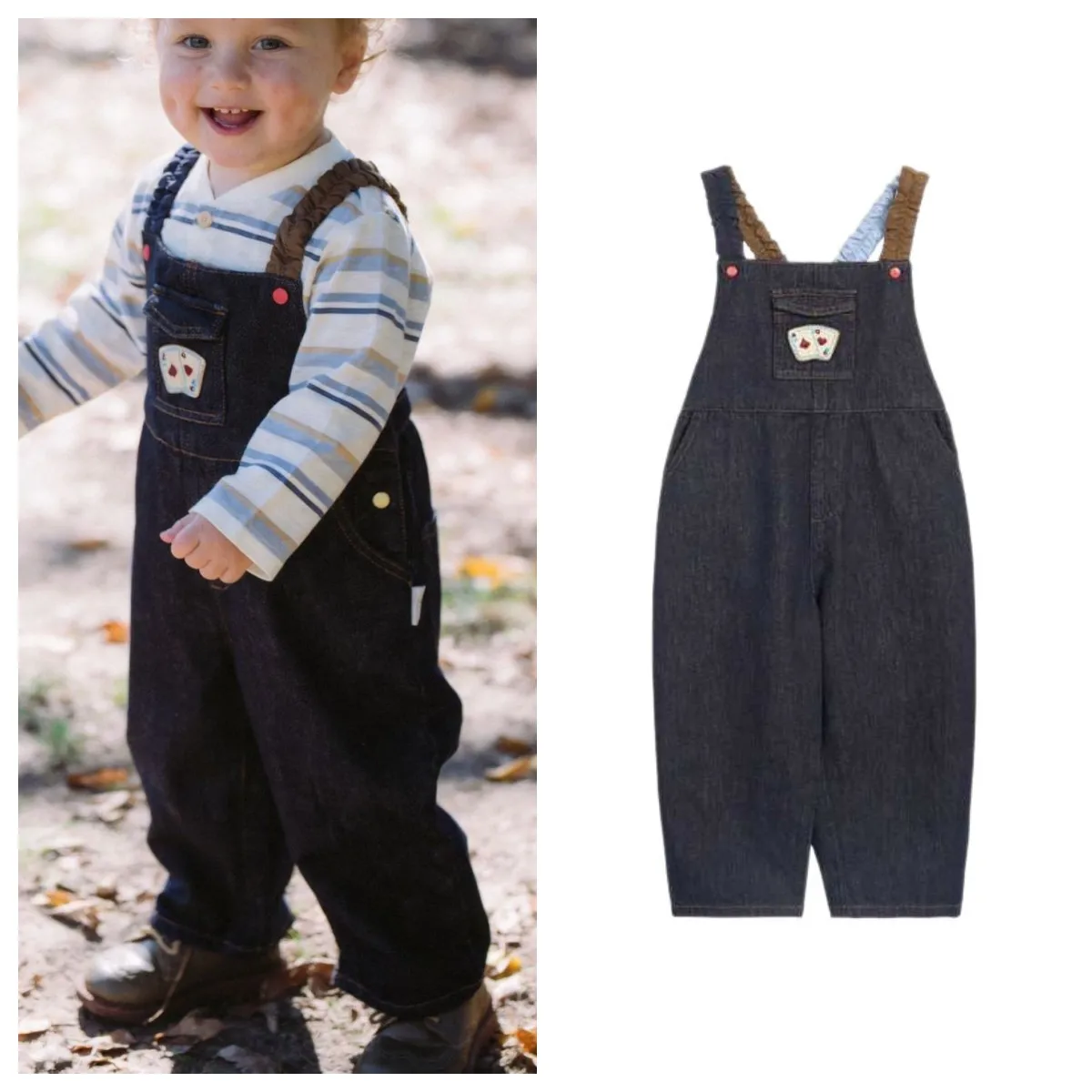 

Детские комбинезоны 2026: Новые джинсовые комбинезоны для мальчиков и девочек с вышивкой, весна