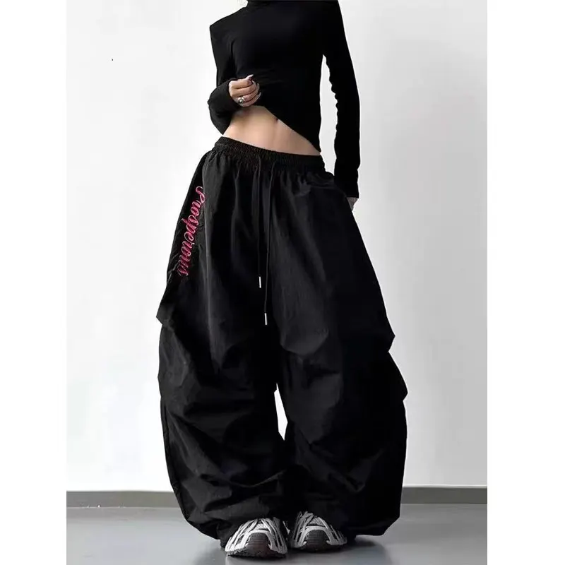 American Design Folded Soldier Pants Women's 2026 New Jazz Dance Loose Versatile Wide Leg Workwear Trousers High Waist Elasti...