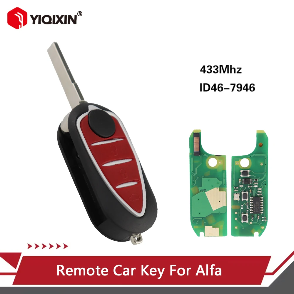 

Пульт дистанционного управления для автомобиля Alfa Romeo Mito GTA 2008-2015, Giulietta 2010-2016, 147, 156, 166, 433 МГц, Marelli BSI, DELPHI BSI, 3 кнопки